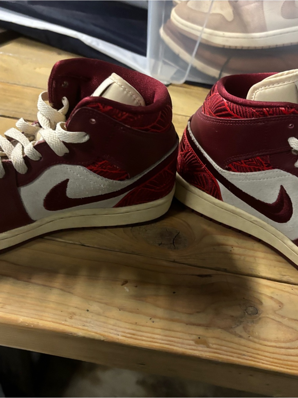 Nike Women's High-Top Sneakers in Burgundy and White